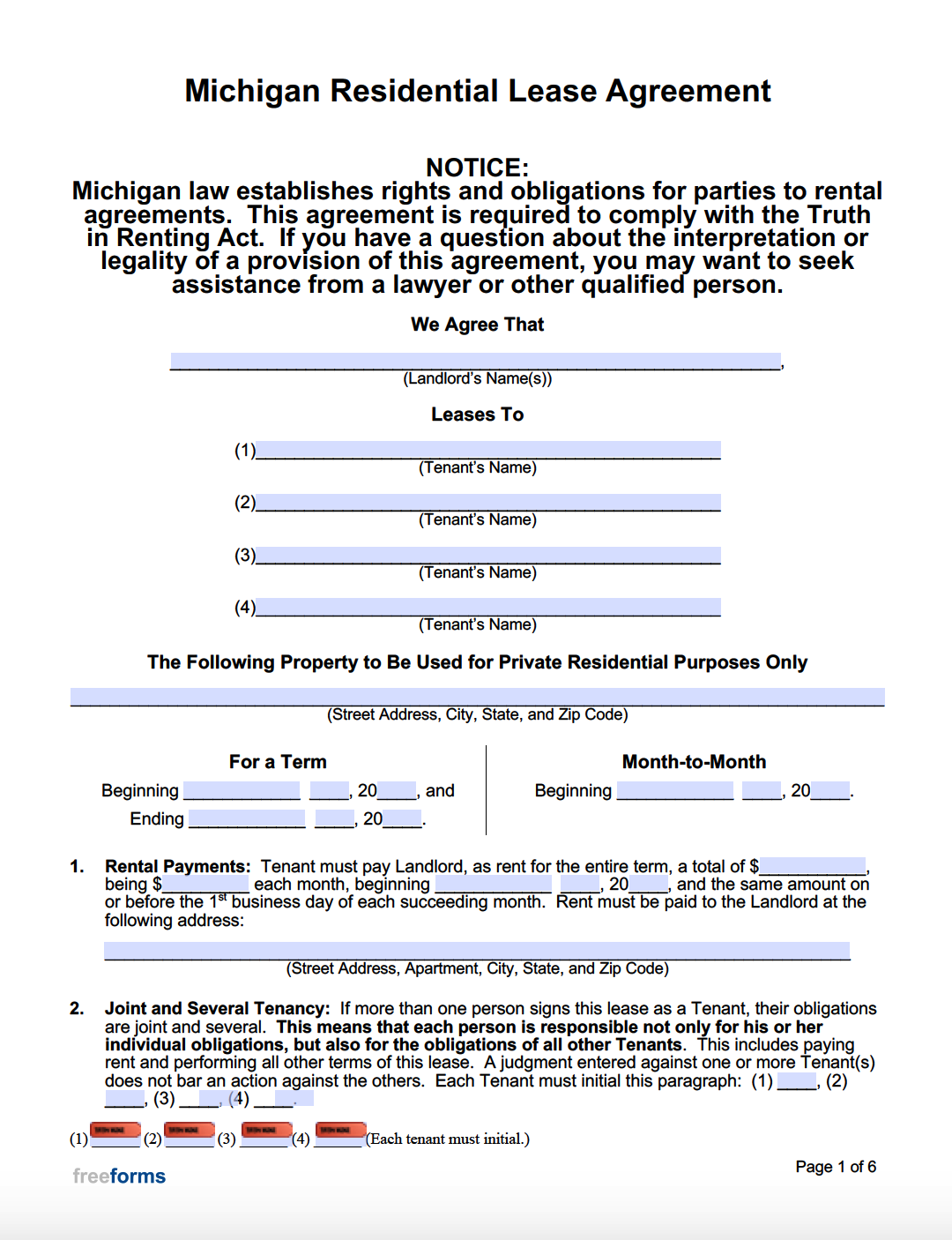 standard-michigan-residential-lease-agreement-printable-form