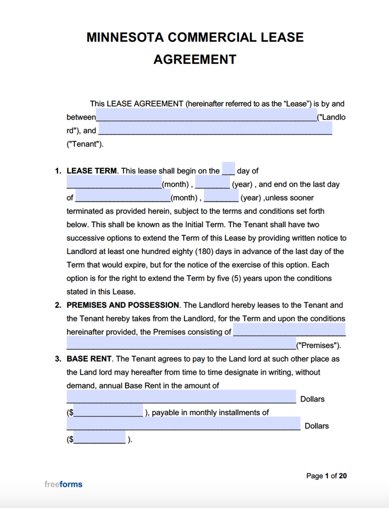 Minnesota Rental Agreement Template 9243