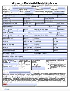 Free Minnesota Residential Rental Application Form | PDF | WORD