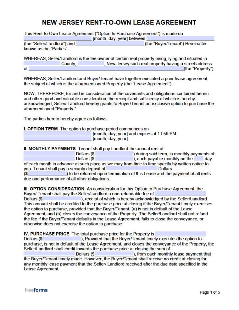Free Nj Lease Agreement Template