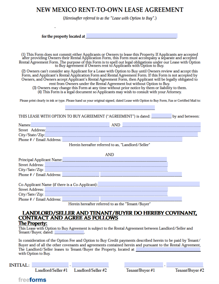 free-new-mexico-rent-to-own-lease-agreement-template-pdf