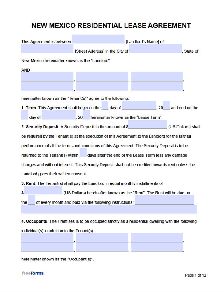 free-new-mexico-rental-lease-agreement-templates-pdf-word