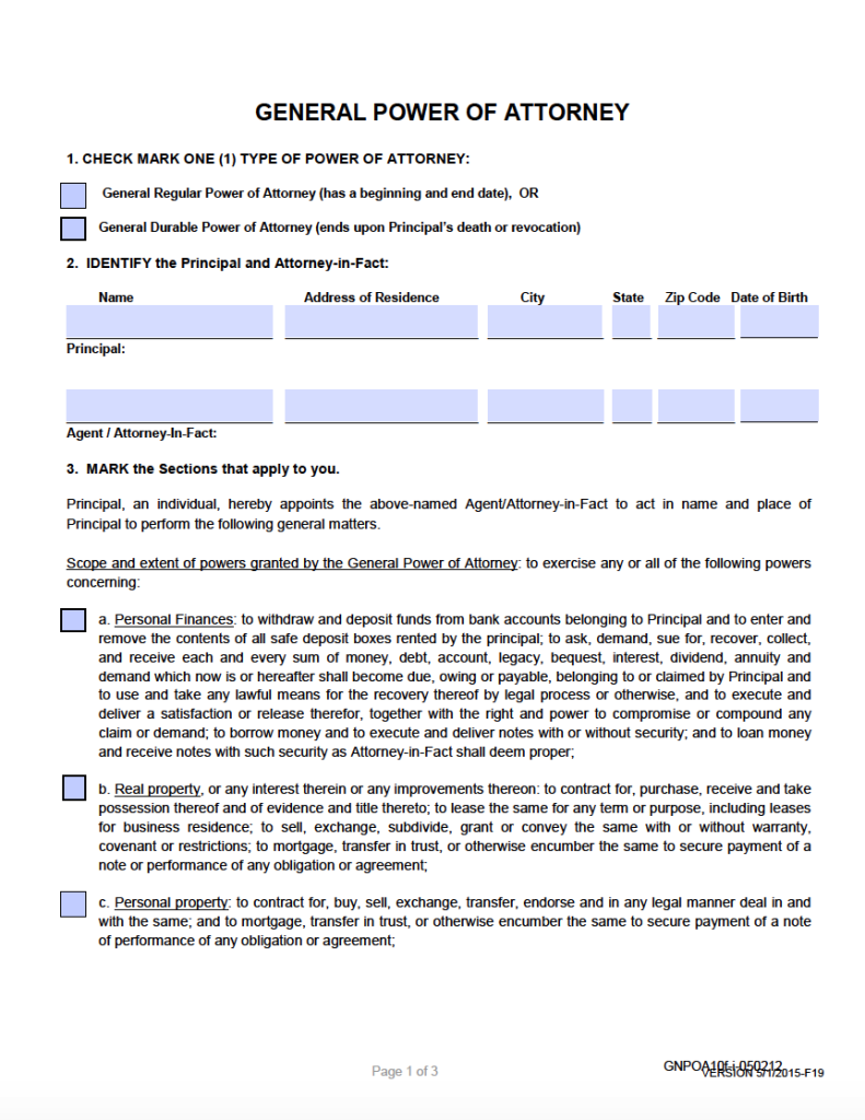 general power of attorney form arizona sample - Sample Power of ...