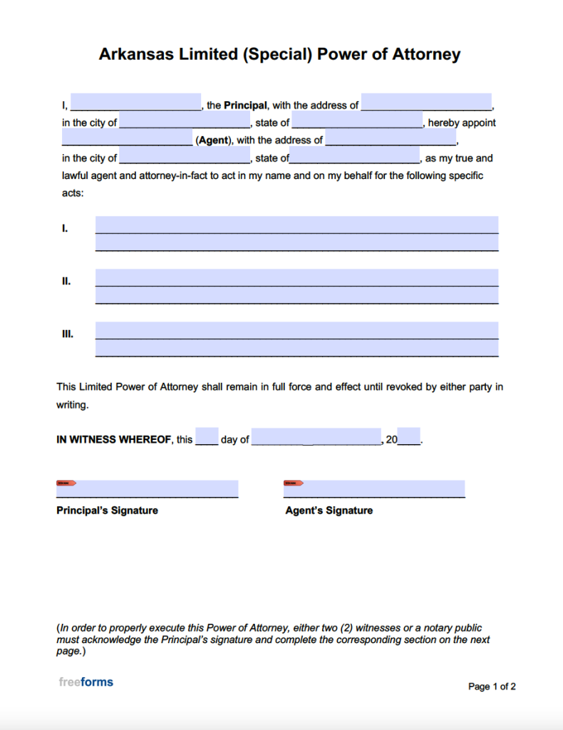 Free Arkansas Power Of Attorney Forms Pdf Word 6040