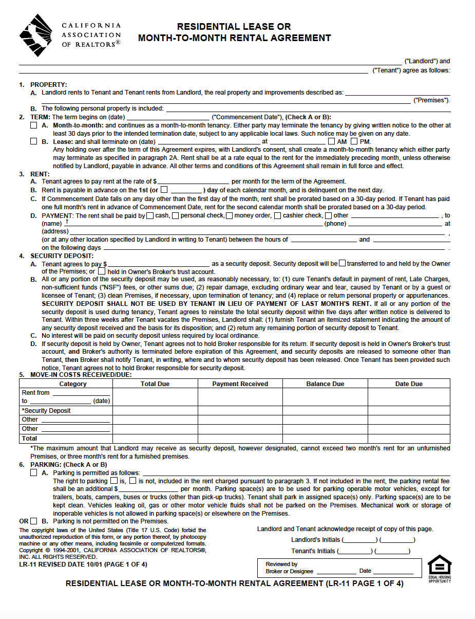 Free California Rental Lease Agreement Templates PDF WORD