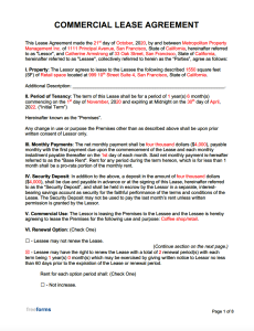 Free Commercial Rental Lease Agreement Templates | PDF | WORD