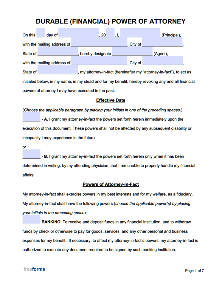 Maryland Durable Power Of Attorney Form Free Printable