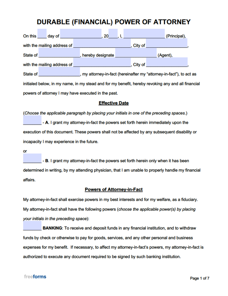 Free Power of Attorney Forms | PDF | WORD