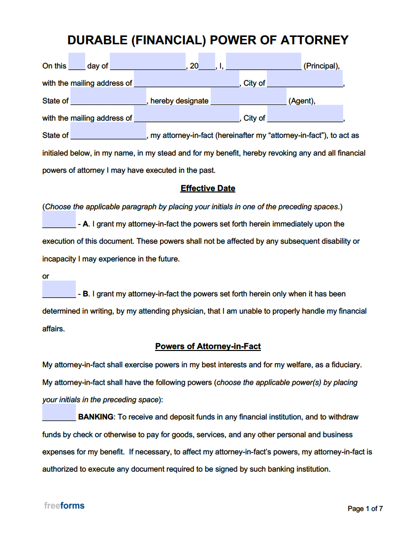 Free Printable Financial Power Of Attorney Forms Printable Form Templates And Letter