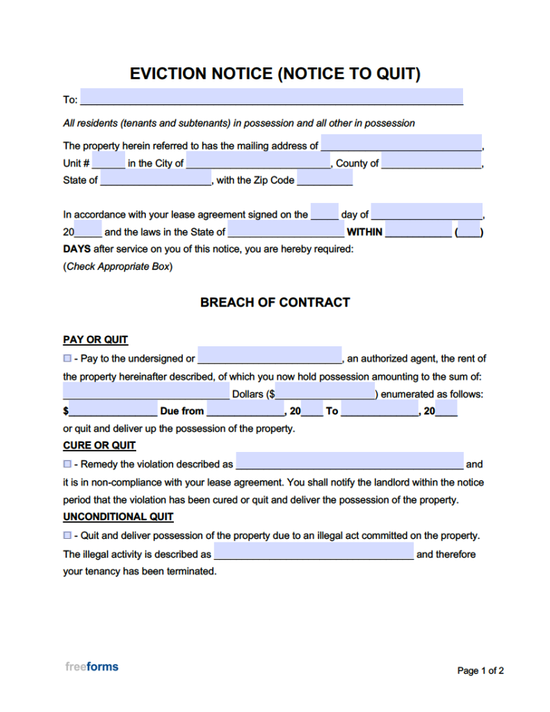 30 day eviction notice form template illinois