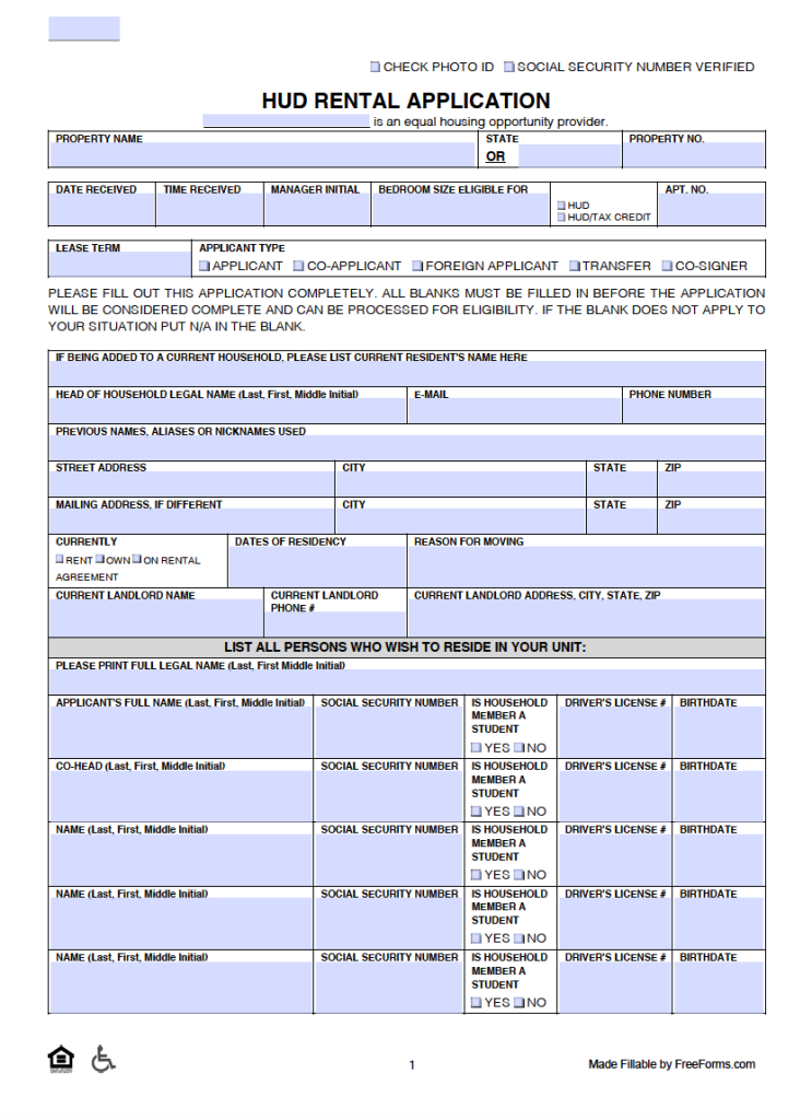 Free Residential Rental Application Form PDF WORD