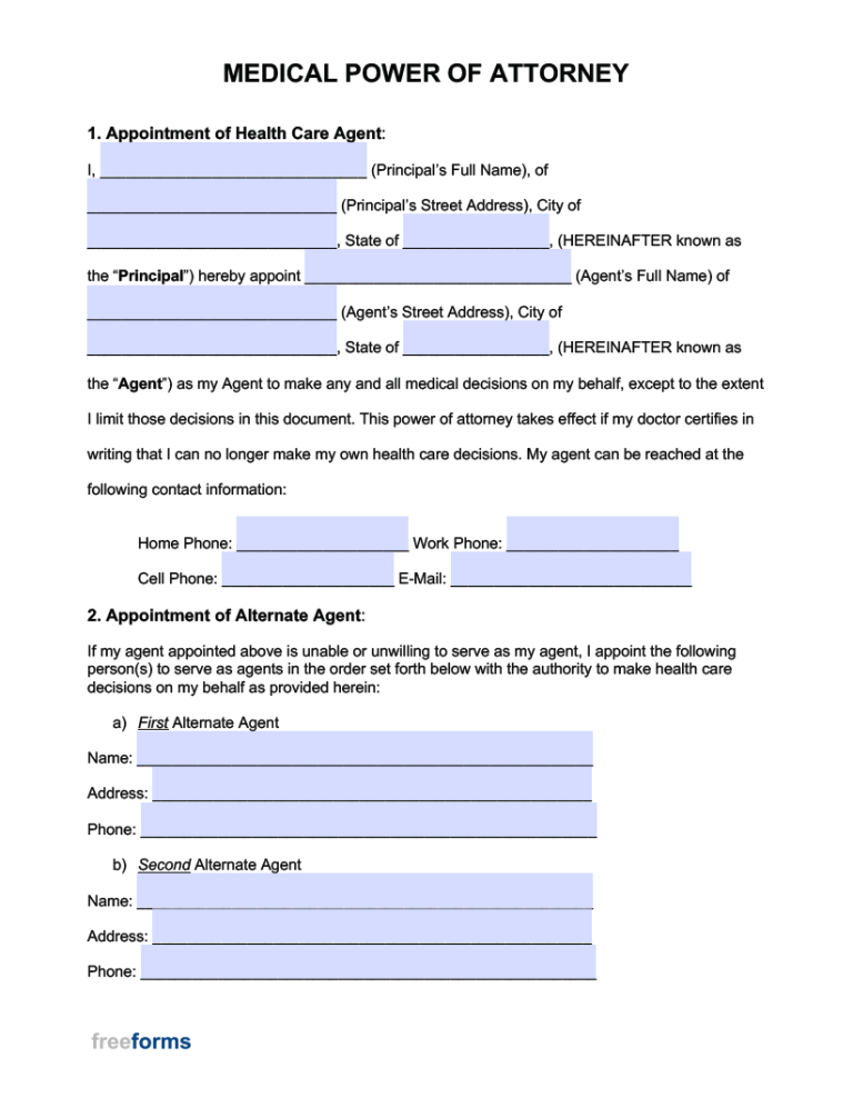 Printable Medical Power Of Attorney Form Printable Fo vrogue co