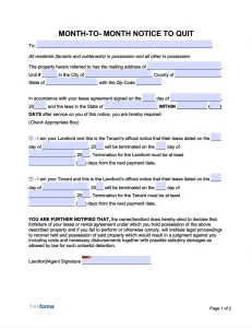 free eviction notice templates notices to quit pdf word