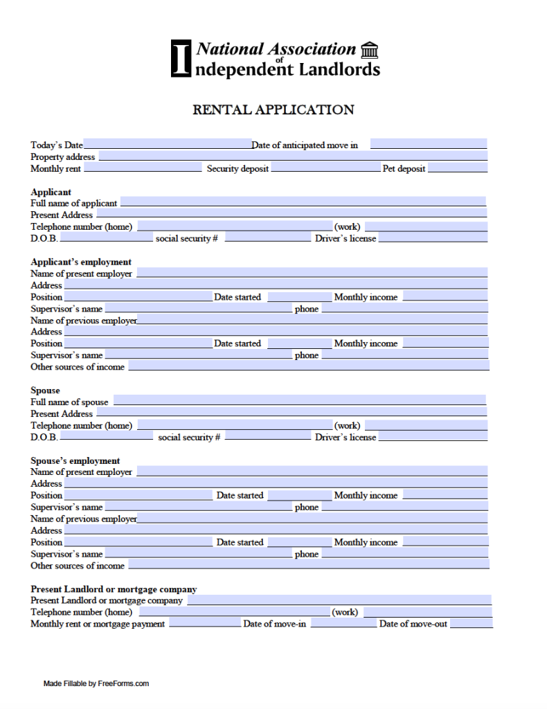 Free Residential Rental Application Form | PDF | WORD