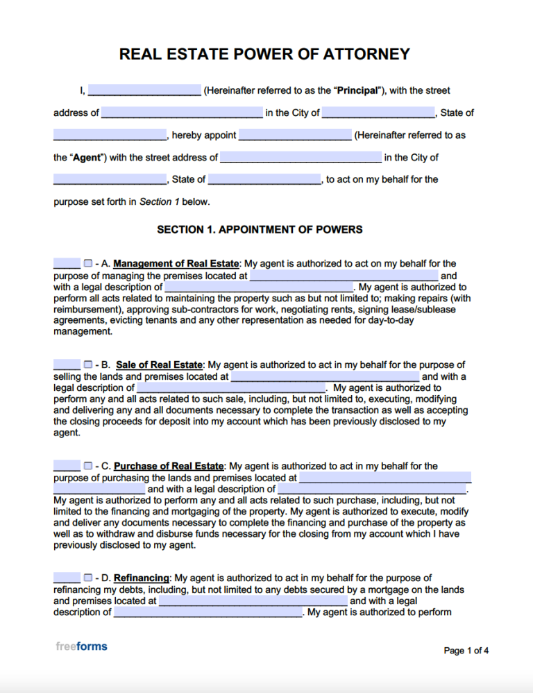 Free Power of Attorney Forms | PDF | WORD