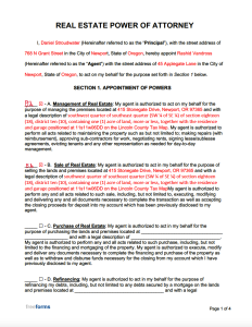 Free Real Estate Power of Attorney Forms | PDF | WORD