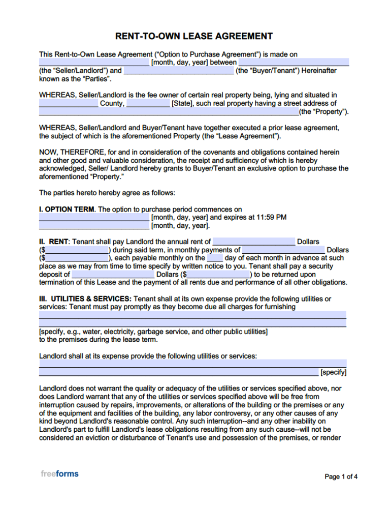 Printable Rent Agreement