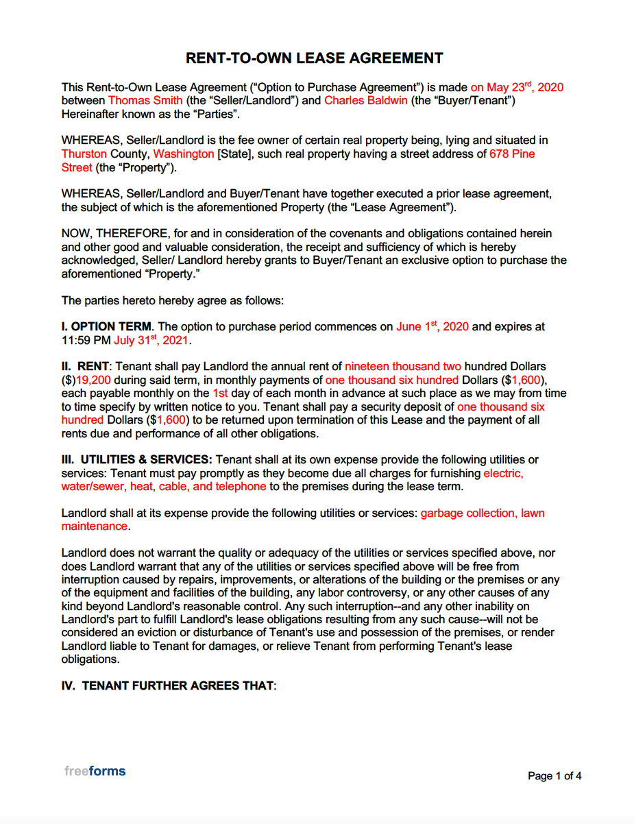 lease agreement with option to buy template