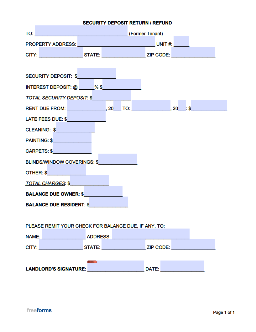 Free Security Deposit Return (Refund) Letter | PDF | Word