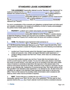 free rental lease agreement templates pdf word