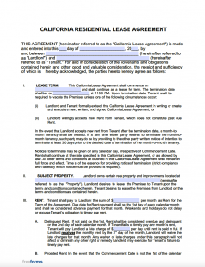 Free California Standard Residential Lease Agreement Template | PDF | WORD