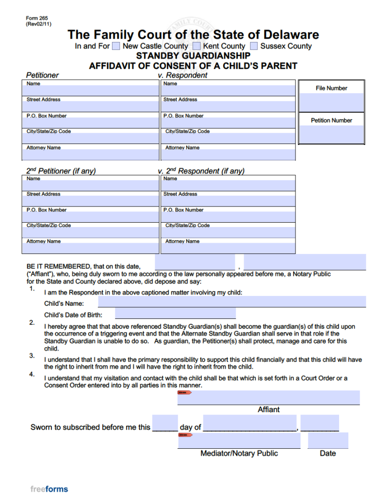 Free Delaware Minor Child Power of Attorney Form | PDF | WORD