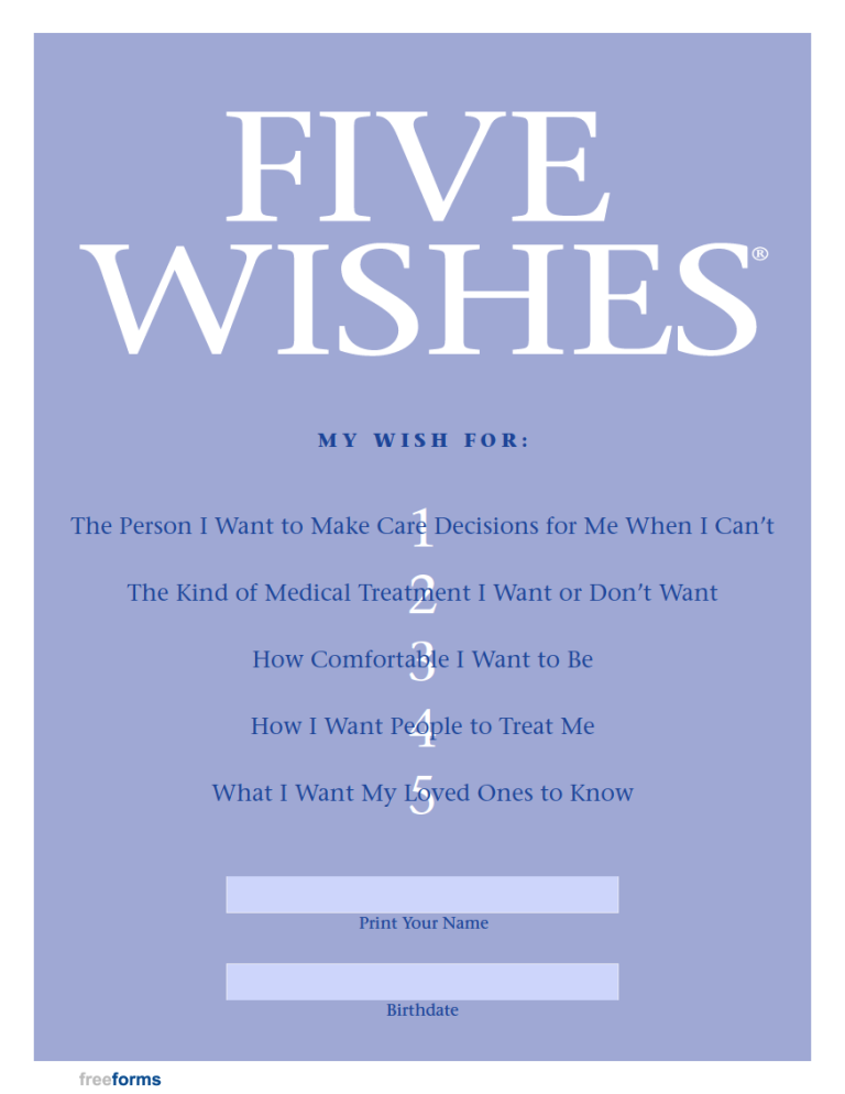 Five Wishes Advance Directive Form 768x994 