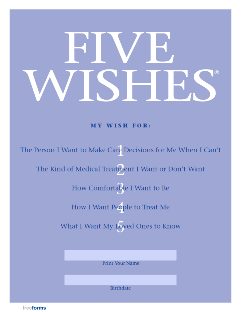 Five Wishes Advance Directive Form 791x1024 