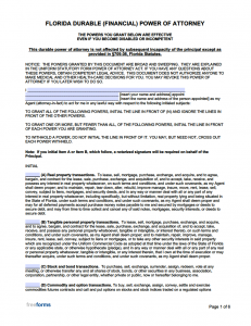 Free Florida Durable Financial Power Of Attorney Form Pdf Word