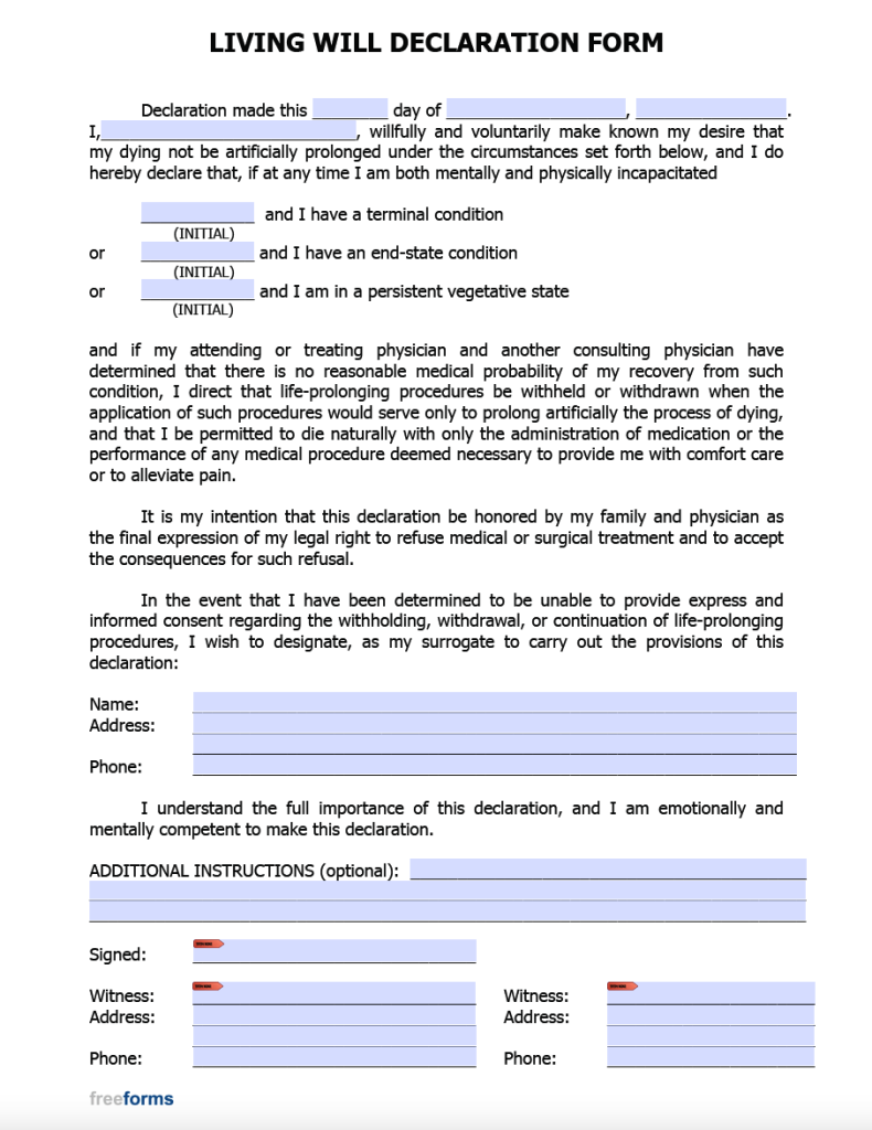 Free florida living will form pdf