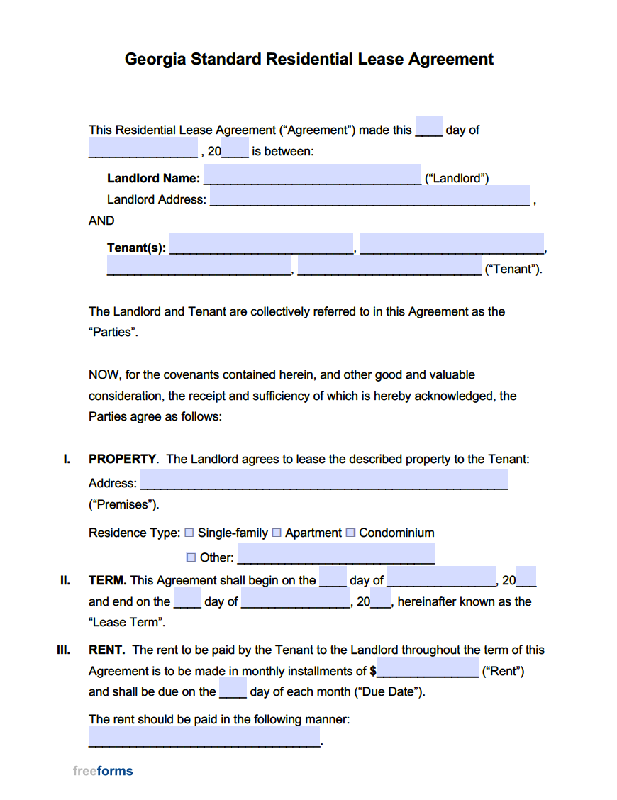 Free Standard Residential Lease Agreement Template PDF WORD