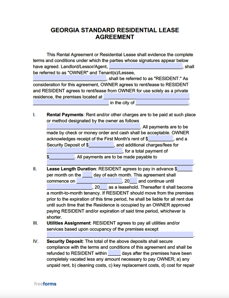 Free Rental Lease Agreement Templates PDF WORD