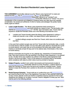 free illinois rental lease agreement templates pdf word