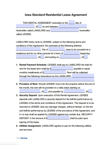 Free Iowa Standard Residential Lease Agreement Template | PDF | WORD