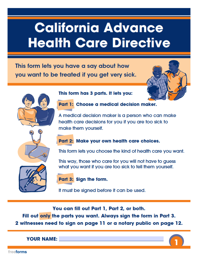 Free California Advance Directive Form (Medical POA &amp; Living Will) | PDF