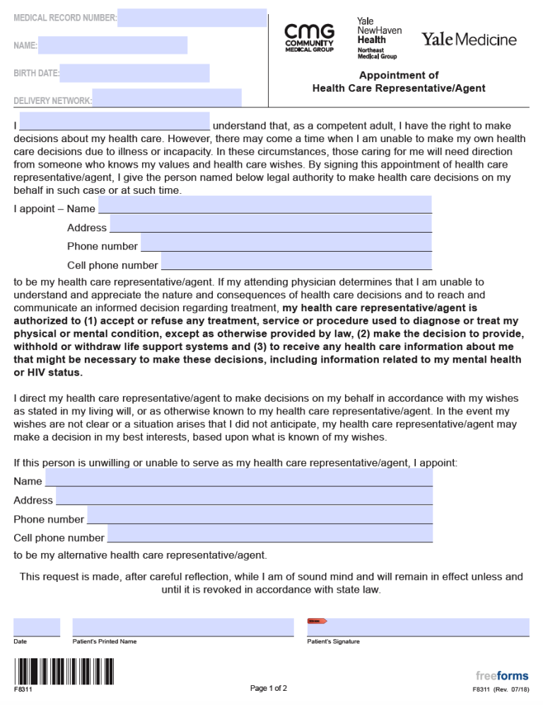 Free Connecticut Medical Power Of Attorney Form Pdf 5327