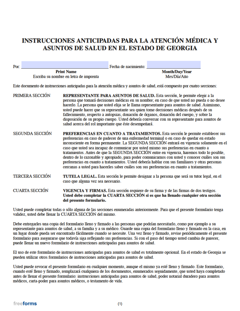 Free Advance Directive Form (Medical POA & Living Will) PDF