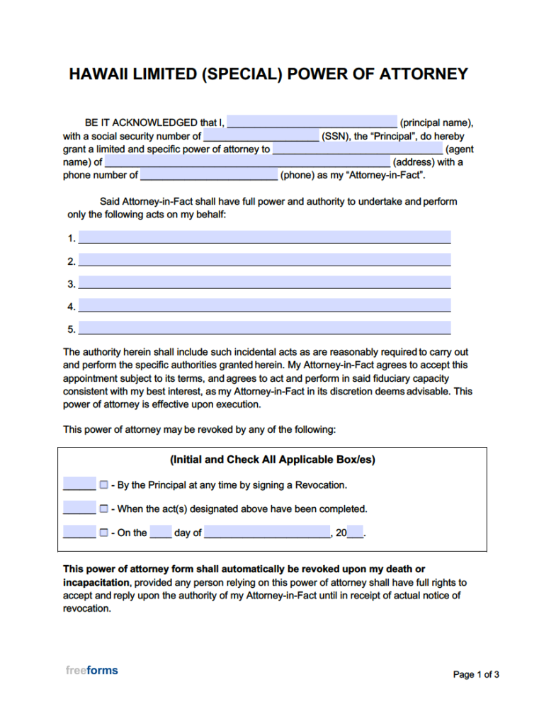free-hawaii-limited-special-power-of-attorney-form-pdf-word