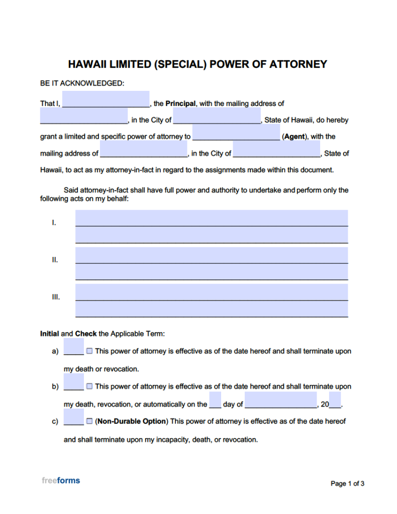 free-hawaii-limited-special-power-of-attorney-form-pdf-word