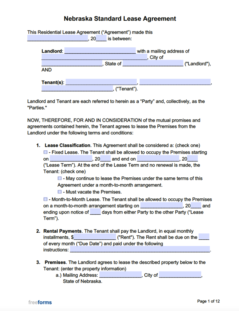 Free Nevada Standard Residential Lease Agreement Template | PDF | WORD