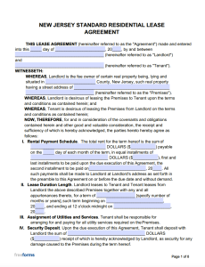 Free New Jersey Rental Lease Agreement Templates PDF