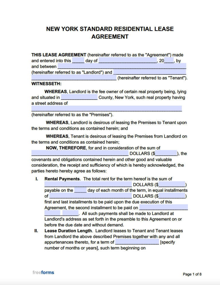 new york lease agreement template