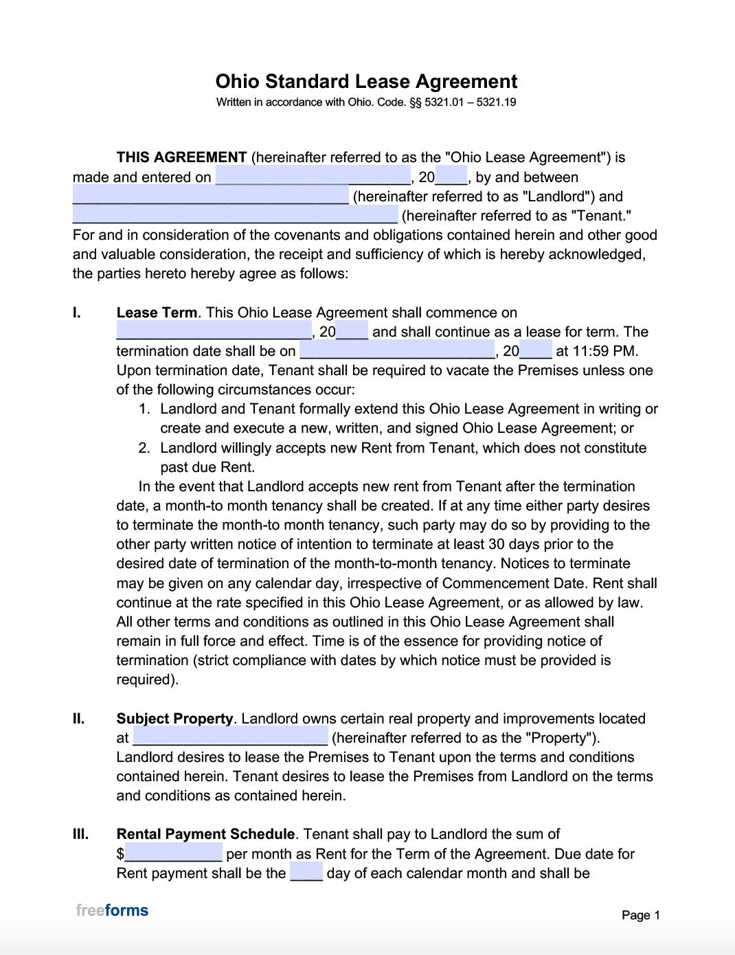 free ohio residential lease agreement pdf word 18 printable vehicle