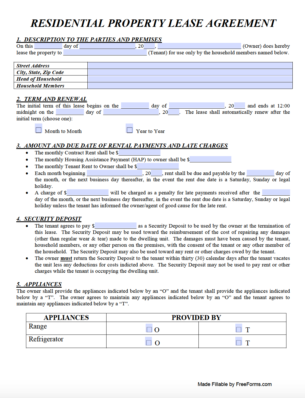 free ohio standard residential lease agreement template pdf word