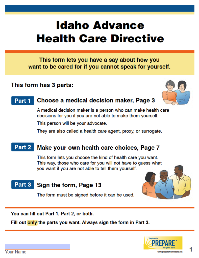 Free Idaho Advance Directive Form (Medical POA & Living Will) PDF