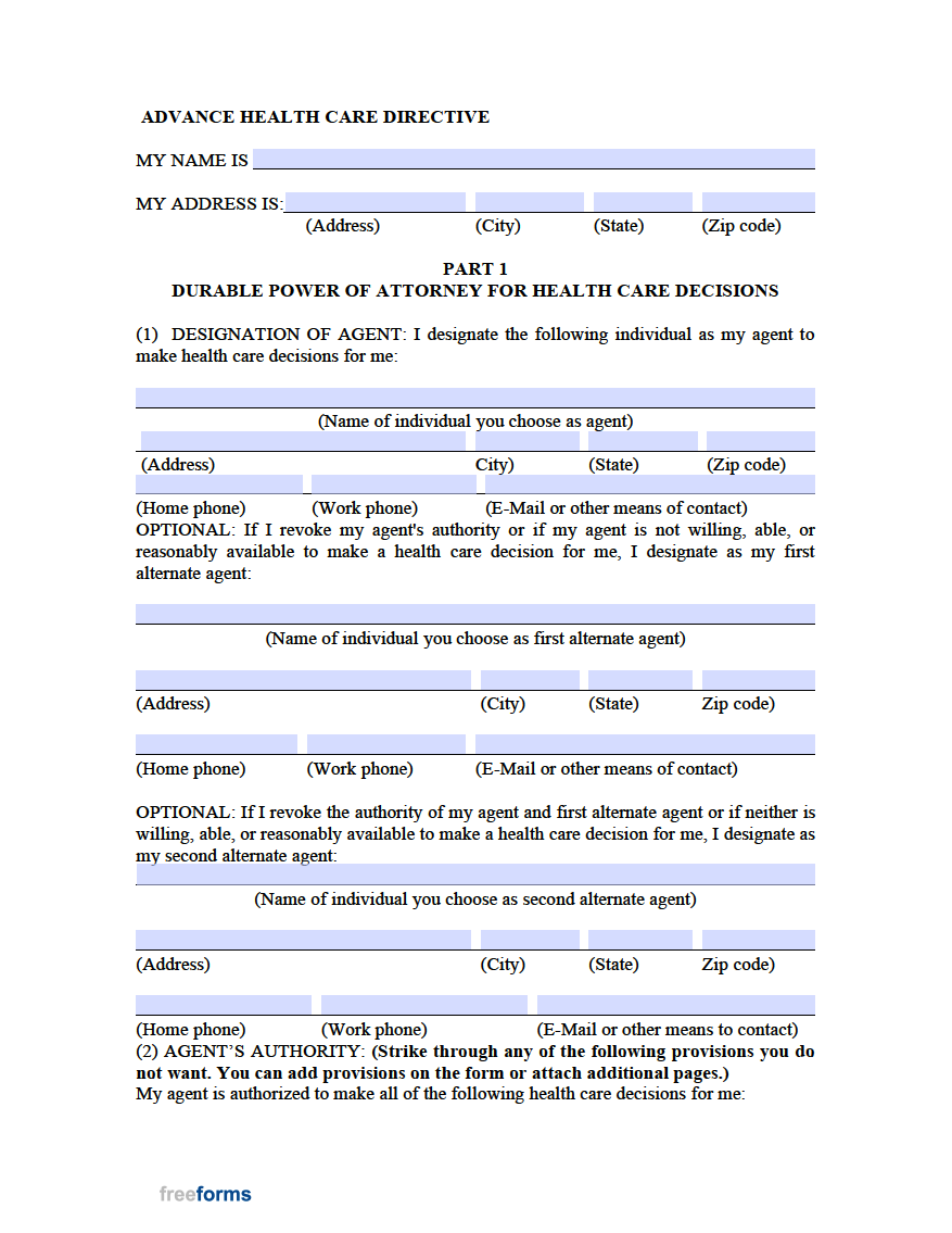 Free Hawaii Advance Directive Form Medical Poa Living Will Pdf