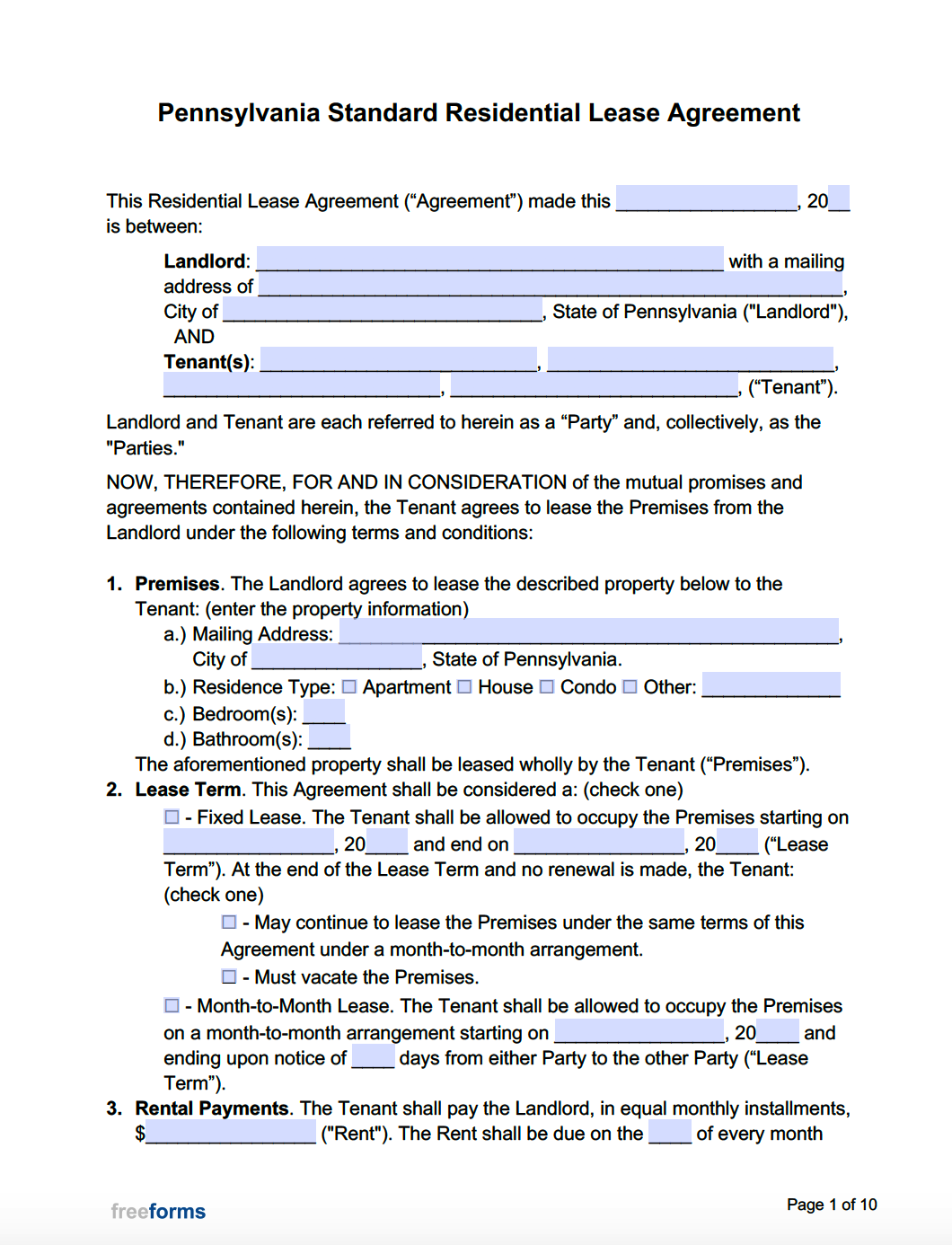free-pennsylvania-standard-residential-lease-agreement-template-pdf