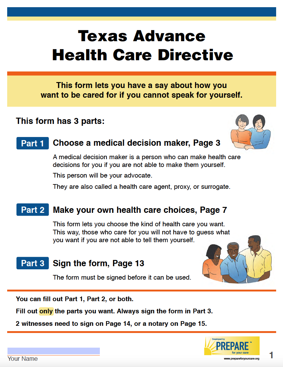 Free Texas Advance Directive Form (Medical POA & Living Will) PDF WORD