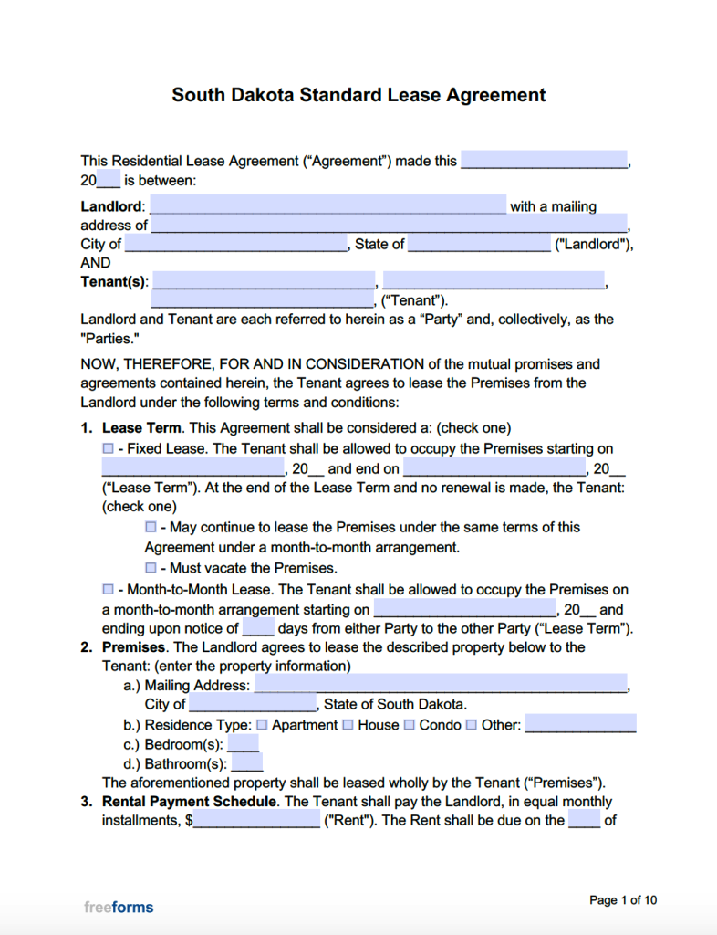 free-south-dakota-standard-residential-lease-agreement-template-pdf