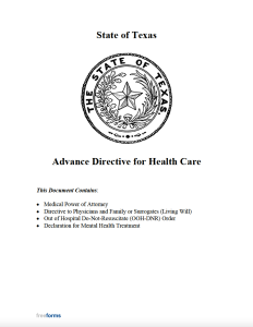 Free Texas Advance Directive Form (Medical POA & Living Will) | PDF | WORD